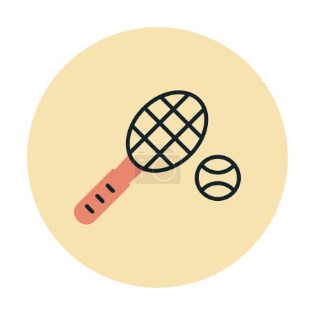 Téléchargez les illustrations : Raquette de tennis avec icône de balle - en licence libre de droit