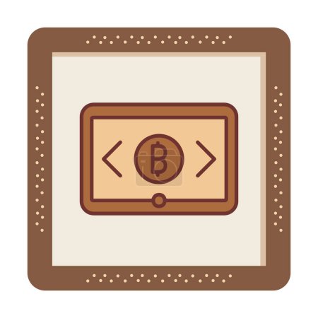 Téléchargez les illustrations : Tablette avec icône web signe Bitcoin, illustration vectorielle - en licence libre de droit
