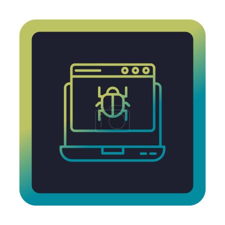 Ilustración de Ordenador portátil plano simple infectado por el vector icono de malware - Imagen libre de derechos