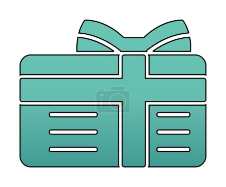 Téléchargez les illustrations : Boîte cadeau avec ruban et arc icône plate, illustration vectorielle - en licence libre de droit