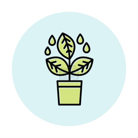 Illustration for Plant in pot with leaves, vector illustration - Royalty Free Image