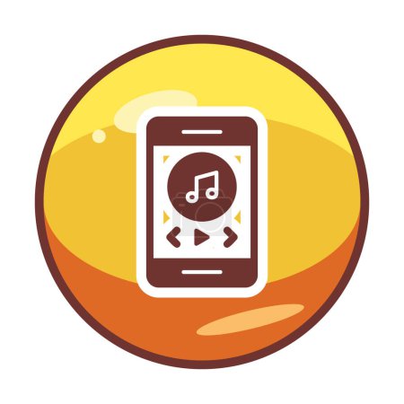 Téléchargez les illustrations : Icône de lecteur de musique smartphone plat - en licence libre de droit