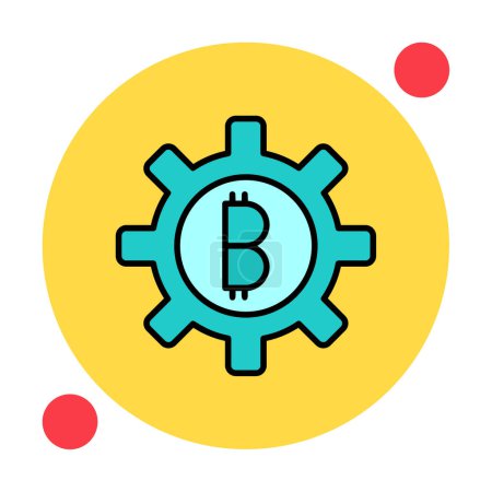 Ilustración de Bitcoin línea de engranajes icono, vector de ilustración - Imagen libre de derechos