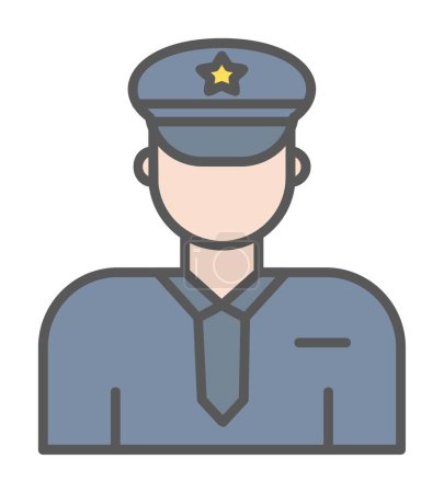 Téléchargez les illustrations : Illustration vectorielle du policier en uniforme plat icône - en licence libre de droit
