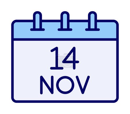 Illustration for World Diabetes Day icon. 14 November date on calendar, vector illustration. - Royalty Free Image