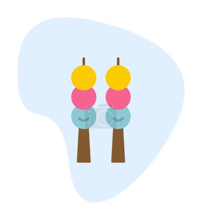 icône de bonbons Dango, cuisine japonaise, illustration vectorielle 