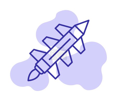 Téléchargez les illustrations : Illustration vectorielle d'icône de fusée à missile plat - en licence libre de droit