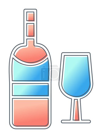 Illustration for Wine bottle and glass icon, vector illustration - Royalty Free Image