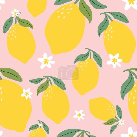 Photo for Cute lemon pattern on pink backgraund. Vector illustration. Vector illustration. - Royalty Free Image