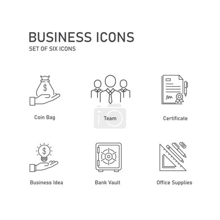 Set Of 6 Outline Business Vector Icon Design