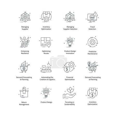 Ilustración de Colección Generative AI Supply Chain Vector Icon Design - Imagen libre de derechos