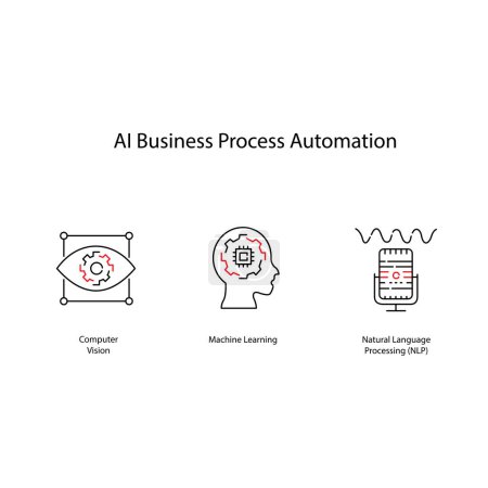 Illustration for AI Business Automation Vector Graphic Icons Transforming Workflows - Royalty Free Image