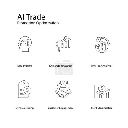 AI Trade Promotion Optimization Vector Icons Boosting Sales Strategies