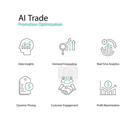 AI Trade Strategy Vector Icons Optimizing Retail Promotions
