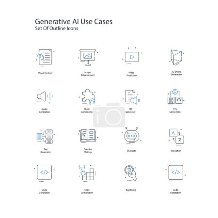 Generative KI Anwendungsfälle Vektor Illustration Icon Design Set