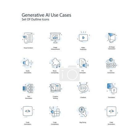 Generative AI Use Cases Vector Illustration Icon Design Set