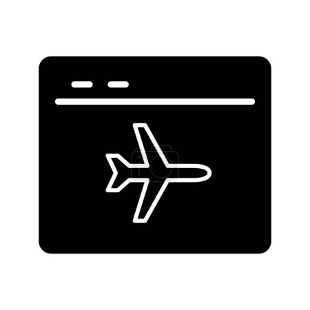 Illustration for Solid black SEO flight mode vector icon illustration, white icon - Royalty Free Image