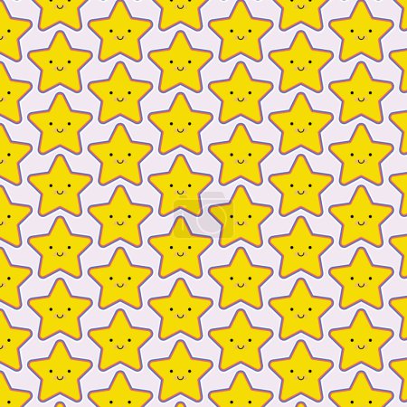Illustration for Cute star sticker repeat background pattern - Royalty Free Image