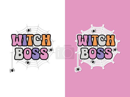 Téléchargez les illustrations : Witch Boss - Halloween sublimation t-shirt vectoriel illustration - en licence libre de droit