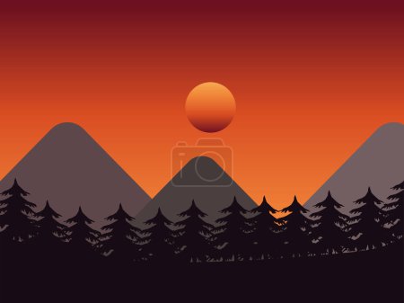 Illustration for Abstract beautiful silhouette sunset landscape background illustration - Royalty Free Image
