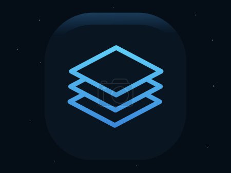 Colorful line layer icon  flat vector illustration on a dark blue background 