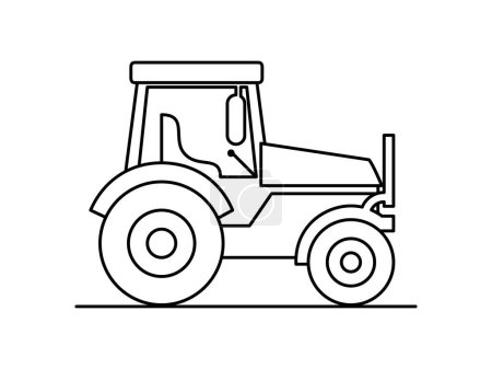 Farming tractor drawing vector illustration 