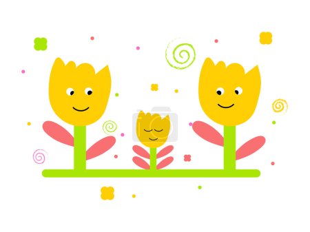 Nette Tulpenblume glücklich Gesicht Vektor Illustration