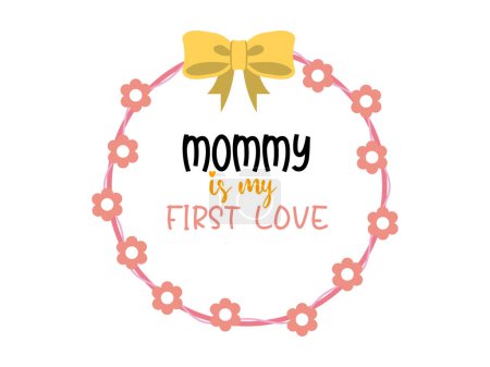 Floral Mother's Day with orange ribbon with bow illustration
