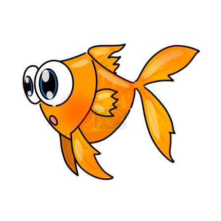 Niedlicher Goldfisch, transparent, Karikatur, großes Auge