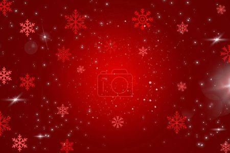 fondo rojo de Navidad con copos de nieve, bandera de invierno con copos de nieve