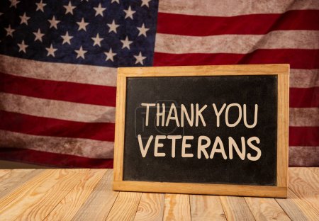 Photo for Thank you veterans theme with United States vintage flag in the background. - Royalty Free Image