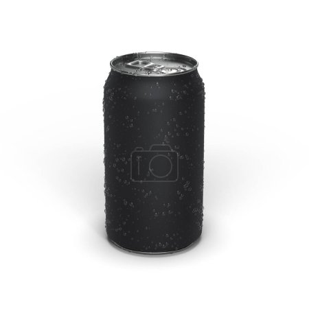 Foto de Lata de soda de aluminio, lata de cerveza artesanal negra mate aislada en blanco. Ilustración de representación 3D. - Imagen libre de derechos