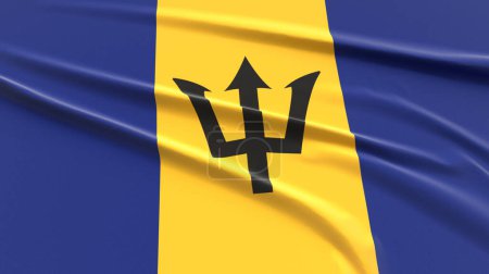 Barbados Flagge, texturierte Barbados Flagge. 3D Render Illustration.