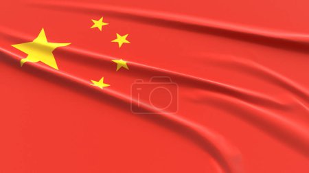 China Flag. Fabric textured Chinese Flag. 3D Render Illustration.