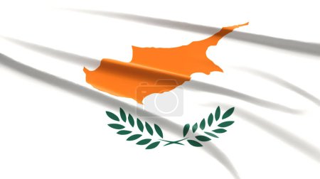 Cyprus Flag. Fabric textured Cypriot Flag. 3D Render Illustration.