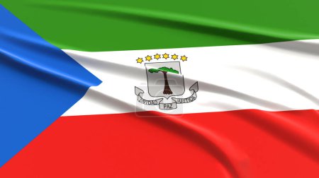 Äquatorialguinea-Flagge. Texturierte äquatoguinische Flagge. 3D Render Illustration.