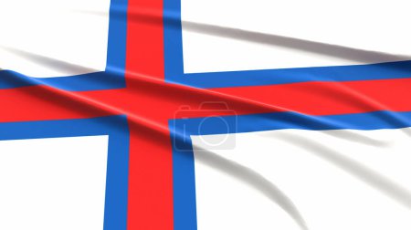 Îles Féroé Drapeau. Tissu texturé Faroe Islander Drapeau. Illustration 3D Render.