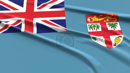 Foto de Bandera de Fiji. Tela texturizada Fijian Flag. Ilustración de renderizado 3D. - Imagen libre de derechos