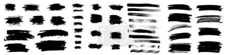 Illustration for Set of grungy hand drawn textures. Lines, ink paint dabs, daubs, smears, highlights, waves, brush strokes, patterns, dry brush scratches, information boxes. Hand drawn grunge elements collection - Royalty Free Image