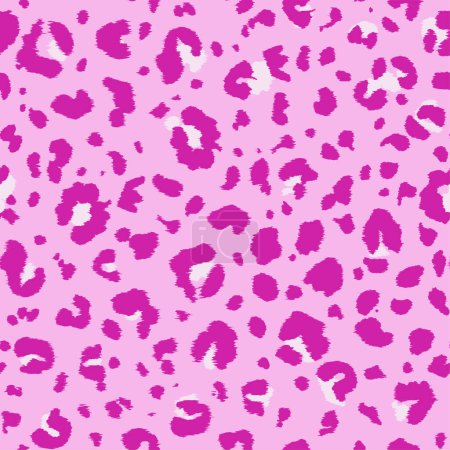 Ilustración de Patrón de leopardo rosa glamour sin costuras. Vida silvestre de lujo repetir. Jaguar safari piel telón de fondo sin costuras. Patrón de piel de animal dibujado a mano. Patrón de superficie de pantera de guepardo. Fondo de impresión de leopardo - Imagen libre de derechos