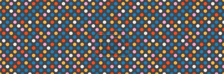 Illustration for Simple polka dot geometric seamless pattern. Youthful dot texture repeat backdrop. Bright basic colors. Simple colorful retro background for web design, fashion, party, scrapbook or blog - Royalty Free Image