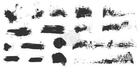 Illustration for Makeup swatch set. Ink paint brush strokes. Grungy hand drawn textures collection. Make up stain smears. Mascara dabs, daubs illustration. Hand drawn elements on white background - Royalty Free Image