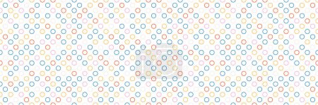 Illustration for Abstract white seamless pattern. Bauhaus style simple shapes banner. Tiny circles geometrical surface pattern. Trendy design backdrop. Light modern geometric background banner for web and print - Royalty Free Image