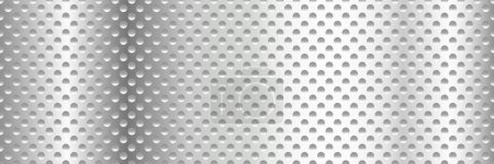 Illustration for Stainless steel metallic seamless pattern. Realistic metal net with holes perforated texture. Glitzy shiny chrome industrial surface pattern repeat. Endless polished aluminum tile background - Royalty Free Image