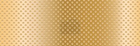 Illustration for Stainless steel metallic seamless pattern. Realistic metal net with polka dot dimples perforated texture. Golden chrome industrial surface pattern repeat. Endless polished aluminum banner - Royalty Free Image
