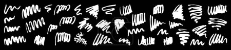 Illustration for Vector brush stroke wavy background elements. Grungy smooth hand drawn ink lines. Paint stroke set. White on black color photo overlays. Bold artistic package design, visual identity brushstroke set - Royalty Free Image