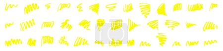 Illustration for Vector brush stroke wavy background elements. Grungy smooth hand drawn highlights collection. Paint stroke set. Bright yellow color brushstrokes for bold artistic package design or visual identityVector brush stroke wavy background elements. Grungy s - Royalty Free Image