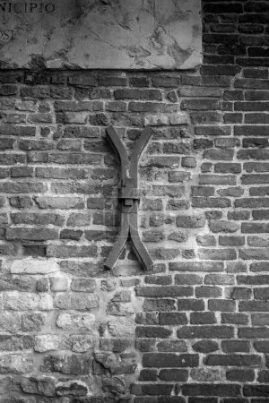 Foto de Antiguas paredes centro de vicenza en blanco y negro - Imagen libre de derechos