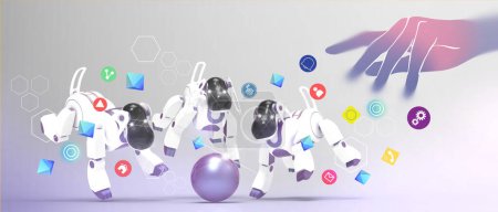 Photo for Metaverse robot dogs and digital pet technology with innovation of online data protection with AI technology concept. Inspiration, copy space, banner, software -3d Rendering - Royalty Free Image