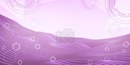 Abstract background. curve waveform paper folding concept with thermal energy from scientific technology. development, Purple, banner, website, 3d rendering.